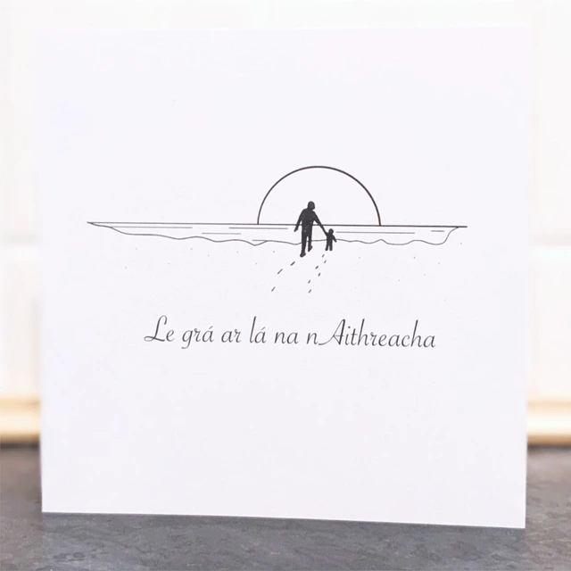 Hand-crafted Irish greeting card as Gaeilge by Tuathan
