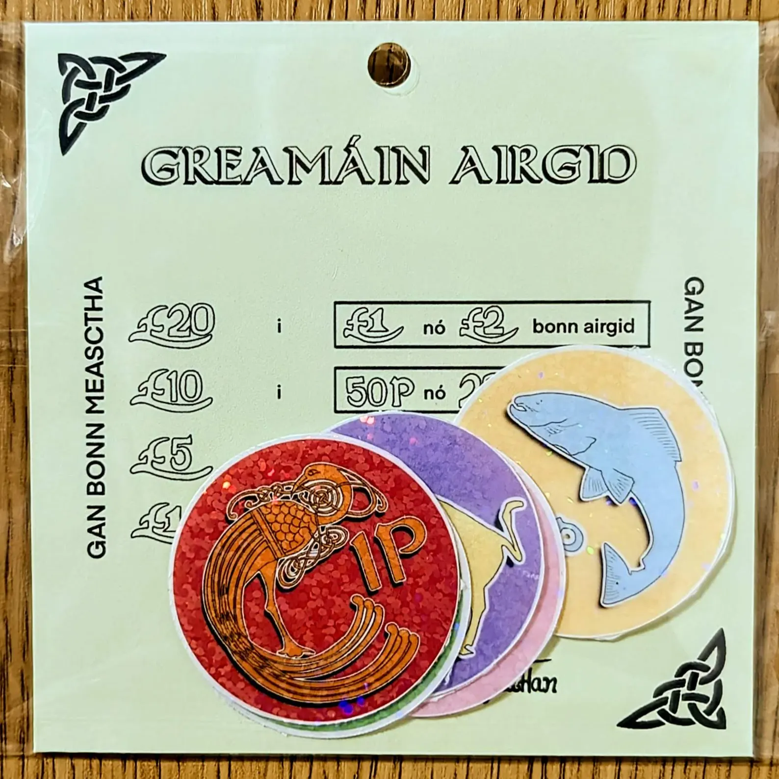 Vintage Irish coin Celtic animal sticker sheet by Tuathan